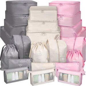 24 piece packing cubes set travel luggage organizers with toiletry and shoe bags